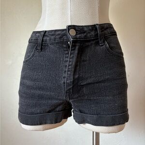 H&M Black High-Waisted Jean Shorts Cuffed